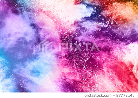 abstract powder splatted background. Colorful powder explosion on white background. abstract powder splatted background. Colorful powder explosion on white background. 87772143