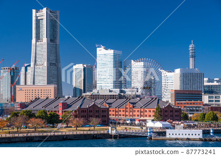 《神奈川縣》橫濱港未來風景，大山橋的景色 87773241