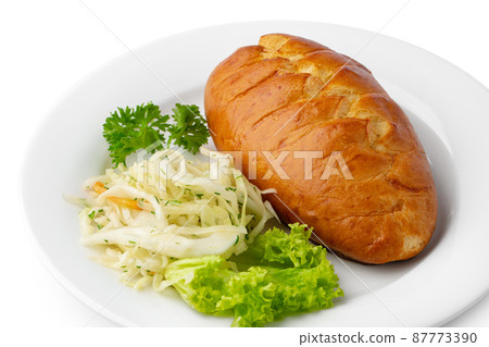 Baked small pie isolated on white background 87773390