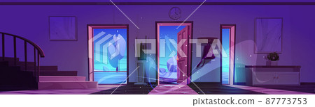 House interior with winter landscape in doors 87773753