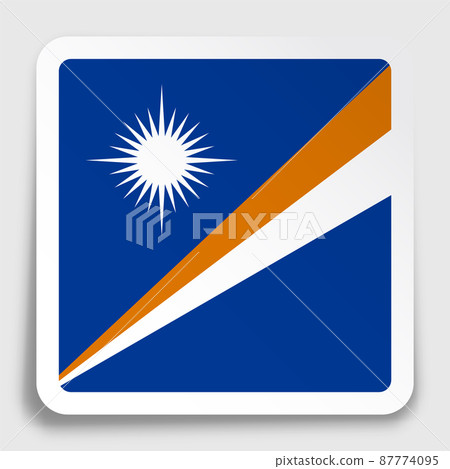 Marshall Islands flag icon on paper square sticker with shadow. Button for mobile application or web. Vector Marshall Islands flag icon on paper square sticker with shadow. Button for mobile application or web. Vector 87774095