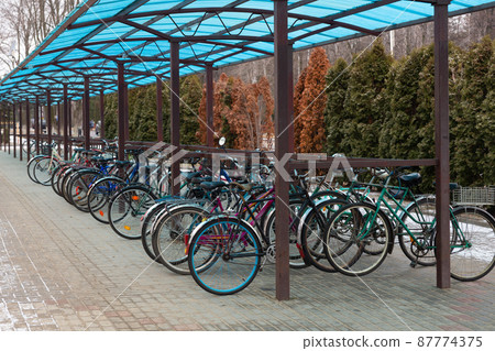 The bicycles of the workers of the one of Belarusian factories 87774375