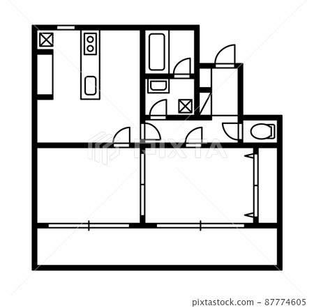 2LDK floor plan - Stock Illustration [87774605] - PIXTA