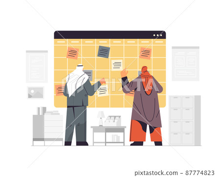 arab businesspeople planning day scheduling appointment agenda meeting plan time management concept 87774823