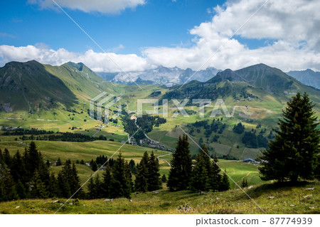 Mountain landscape in The Grand-Bornand, France 87774939