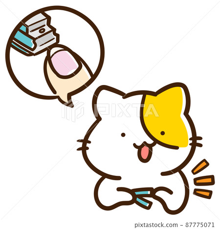 Hand-drawn style illustration of a cute cat character who cuts nails 87775071