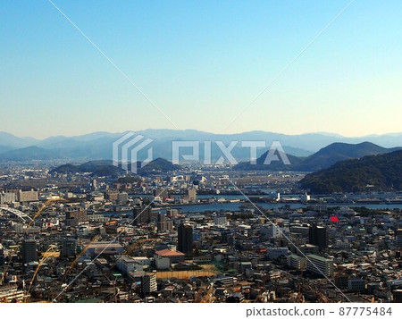 View from Saragamine (Winter Shikoku Mountains and Kochi Plain & Kachō Plain: Kagami River & Kokubu River Estuary seen from the summit of Mt. Takami) View from Saragamine (Winter Shikoku Mountains and Kochi Plain & Kachō Plain: Kagami River & Kokubu River Estuary seen from the summit of Mt. Takami) 87775484
