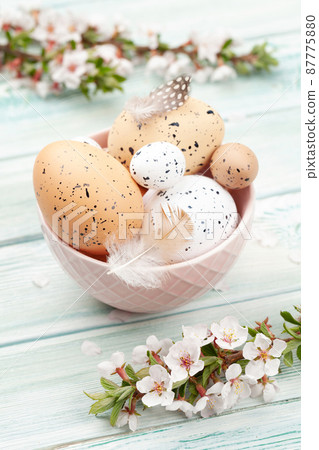 Easter eggs and cherry blossom Easter eggs and cherry blossom 87775880