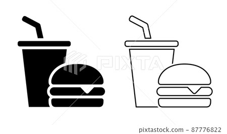 Food and drink icons hamburgers and drinks 87776822