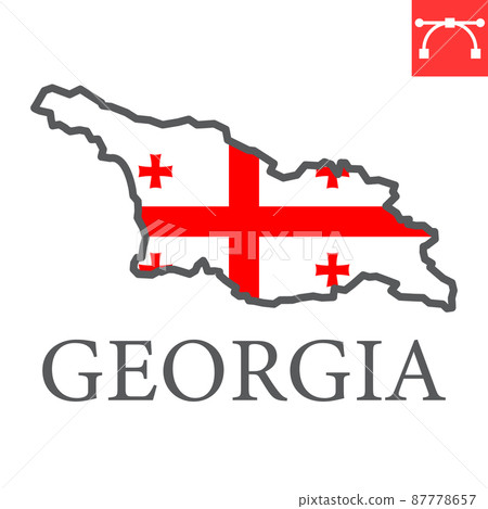 Map of Georgia flag color line icon 87778657