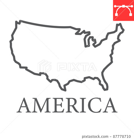 Map of USA line icon, country and north america, usa map sign vector graphics, editable stroke linear icon, eps 10. 87778710
