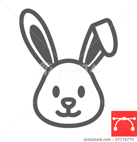 Easter rabbit line icon, funny and holiday, easter bunny vector icon, vector graphics, editable stroke outline sign, eps 10. Easter rabbit line icon, funny and holiday, easter bunny vector icon, vector graphics, editable stroke outline sign, eps 10. 87778774