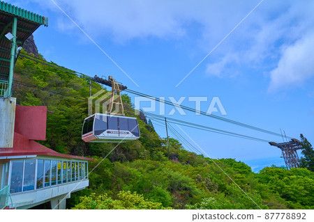 春天從筑波山(女大山)的女大山站眺望筑波山索道 春天從筑波山(女大山)的女大山站眺望筑波山索道 87778892