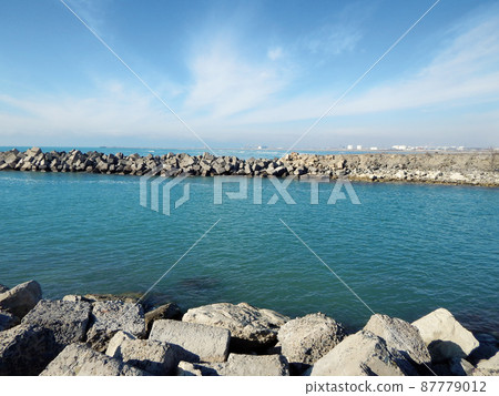 Water intake channel from the sea. Water intake channel from the sea. 87779012