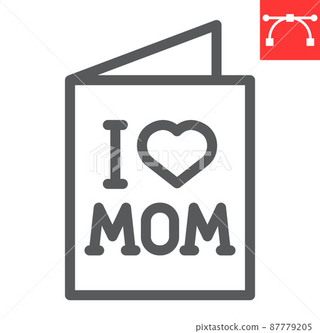 Happy Mothers day greeting card line icon, typography and holiday, mom day card vector icon, vector graphics, editable stroke outline sign, eps 10. Happy Mothers day greeting card line icon, typography and holiday, mom day card vector icon, vector graphics, editable stroke outline sign, eps 10. 87779205