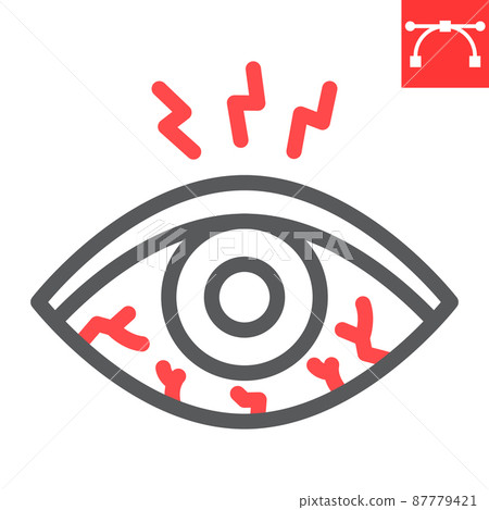 Eye sore line icon, disease and allergy, eye redness vector icon, vector graphics, editable stroke outline sign, eps 10. Eye sore line icon, disease and allergy, eye redness vector icon, vector graphics, editable stroke outline sign, eps 10. 87779421
