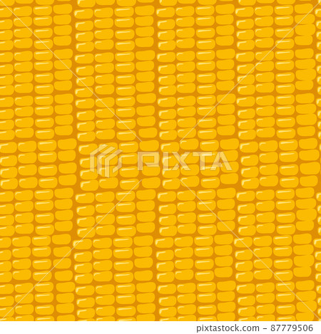 Seamless pattern with grains of corn on a yellow background. Summer or autumn print of the harvest of vegetables, texture of seeds Seamless pattern with grains of corn on a yellow background. Summer or autumn print of the harvest of vegetables, texture of seeds 87779506