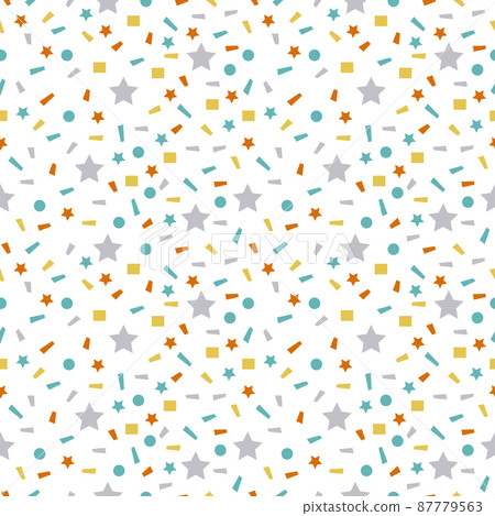 Abstract seamless pattern with squares, stars, lines and other elements. Cute print with trendy colour. Suitable for textiles, wrapping paper and various designs Abstract seamless pattern with squares, stars, lines and other elements. Cute print with trendy colour. Suitable for textiles, wrapping paper and various designs 87779563