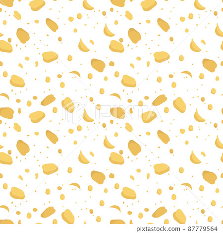 Seamless pattern with yellow circles, pieces or stains from cheese. Abstract print for textiles, paper and other designs. Vector flat illustration Seamless pattern with yellow circles, pieces or stains from cheese. Abstract print for textiles, paper and other designs. Vector flat illustration 87779564
