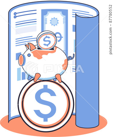 Saving account concept. Dollar coins poured into piggy bank. Currency deposit, accumulation of funds 87780552