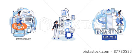 Big data analytics platform, data management and protection creative metaphor set abstract concept Big data analytics platform, data management and protection creative metaphor set abstract concept 87780553