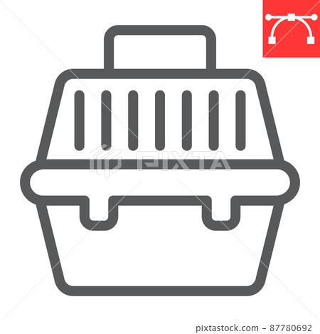 Pet carrier line icon, pet shop and animal transport bag, pet carry case vector icon, vector graphics, editable stroke outline sign, eps 10. 87780692