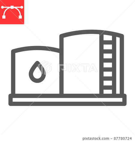 Oil storage line icon, industry and petroleum, oil tank vector icon, vector graphics, editable stroke outline sign, eps 10. 87780724