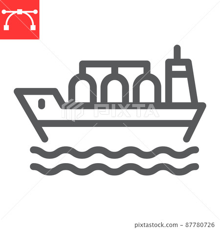 Oil tanker ship line icon, fuel shipping and logistics, cargo ship vector icon, vector graphics, editable stroke outline sign, eps 10. 87780726
