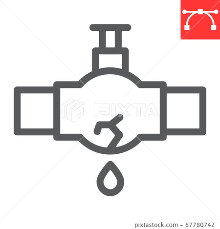 Burst oil pipe line icon, water leak and oil industry, burst pipe vector icon, vector graphics, editable stroke outline sign, eps 10. 87780742