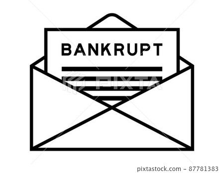 Envelope and letter sign with word bankrupt as the headline Envelope and letter sign with word bankrupt as the headline 87781383