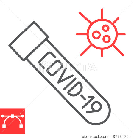 Cororavirus test tube line icon 87781703