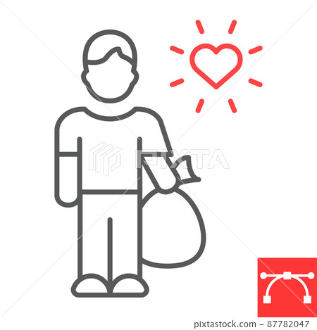 Man holding garbage line icon Man holding garbage line icon 87782047