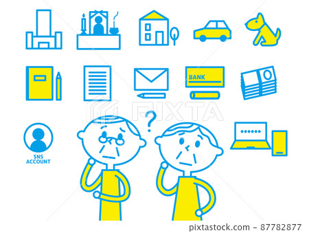 End-of-life related and elderly couple _ white blue yellow End-of-life related and elderly couple _ white blue yellow 87782877