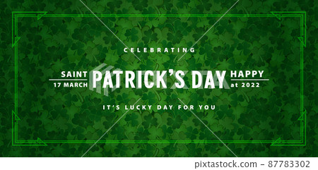 celebrating of st. patrick's day with clover leaves patterned backgrounds, applicable for website banner, poster corporate, sign business, social media posts, advertising agency, wallpaper, greetings 87783302