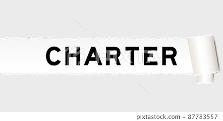 Ripped gray paper background that have word charter under torn part 87783557