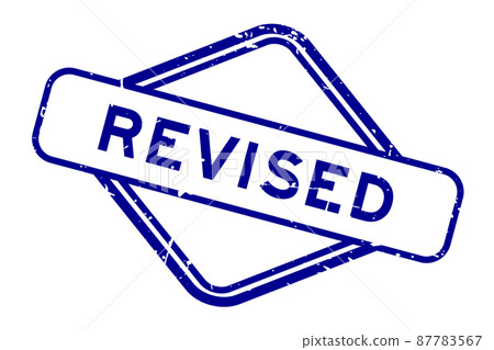 Grunge blue revised word rubber seal stamp on white background Grunge blue revised word rubber seal stamp on white background 87783567