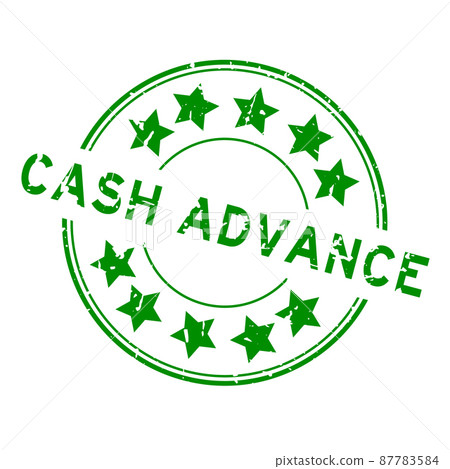 Grunge green cash advance word with star icon round rubber seal stamp on white background Grunge green cash advance word with star icon round rubber seal stamp on white background 87783584