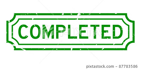 Grunge green completed word square rubber seal stamp on white background 87783586