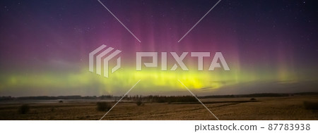 Night sky aesthetics, night sky stars with Aurora borealis in the background, beautiful night view at a roadtrip 87783938
