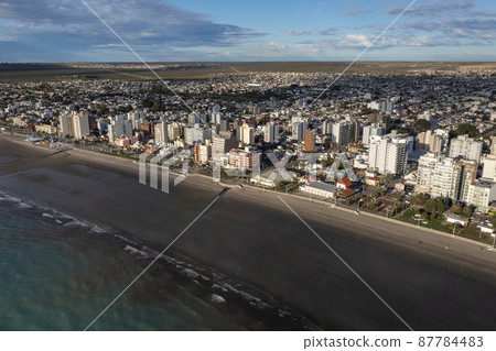 Puerto Madryn City, entrance portal to the Peninsula Valdes natural reserve, World Heritage Site, Patagonia, Argentina. Puerto Madryn City, entrance portal to the Peninsula Valdes natural reserve, World Heritage Site, Patagonia, Argentina. 87784483