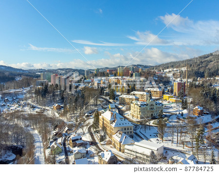 Aerial view of Tanvald on sunny winter day Aerial view of Tanvald on sunny winter day 87784725