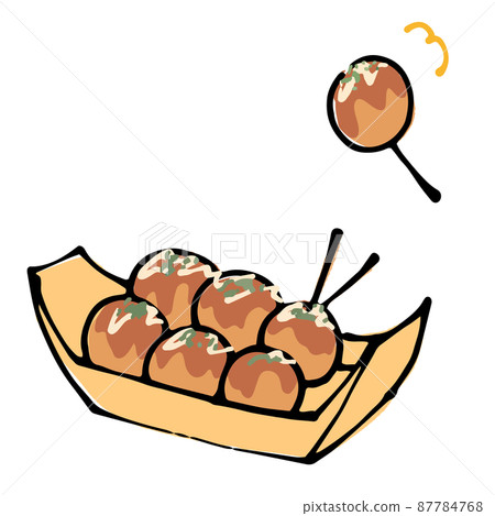 手繪鬆散可愛章魚燒插畫素材 87784768