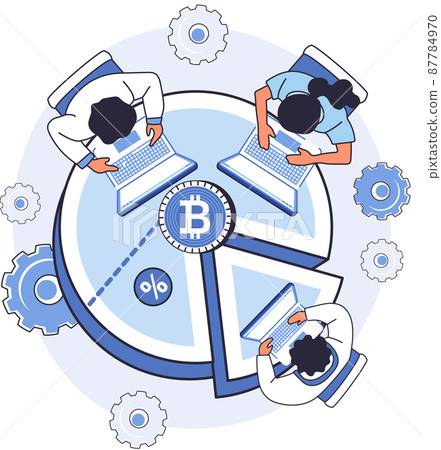 Cryptocurrency bitcoin mining metaphor, Blockchain technology. Cyber banking exchange procedures 87784970