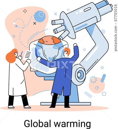 Scientists studying main causes of climate change, global warming on planet, ecological research 87785016