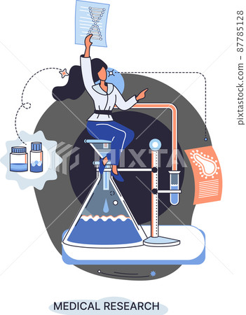 Laboratory diagnostic services, health indicators research, treatment, medical examination in clinic metaphor 87785128