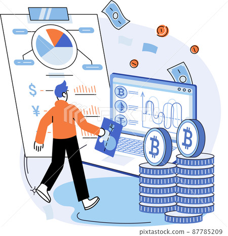 Concept of bitcoin mining, blockchain network technology, initial coin offering and cryptocurrency Concept of bitcoin mining, blockchain network technology, initial coin offering and cryptocurrency 87785209