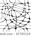 Seamless vector pattern with black tangled wave lines on white background. 87785329