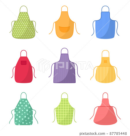 Set of bright aprons, vector illustration Set of bright aprons, vector illustration 87785448