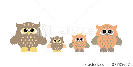 Cute owl family Cute owl family 87785607