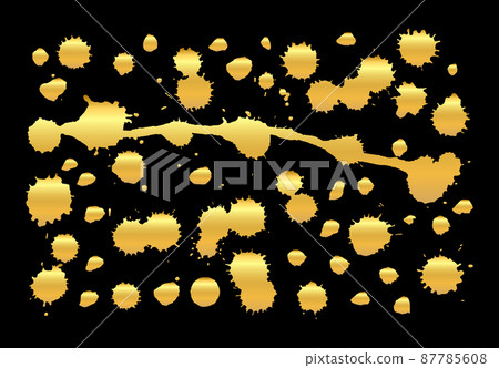 Set of gold spots isolated on black 87785608